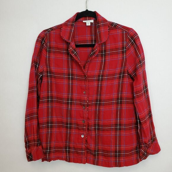 J. Jill Other - J. Jill Pajama Top Womens Extra Small Petite Sleep Plaid Flannel Button Front